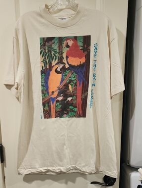 Save The Rain Forest Del Rio 87 Vintage Hanes Beefy T-Shirt Graphic Size L